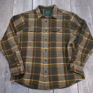 Woolrich Shirt Men’s XL Brown Plaid Button Heavyweight Relaxed Overshirt Shacket